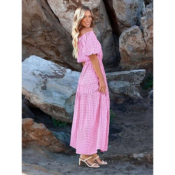 Off The Shoulder Flowy Maxi Dress, LARGE, 1DD-165D005 - Picture 2 of 3